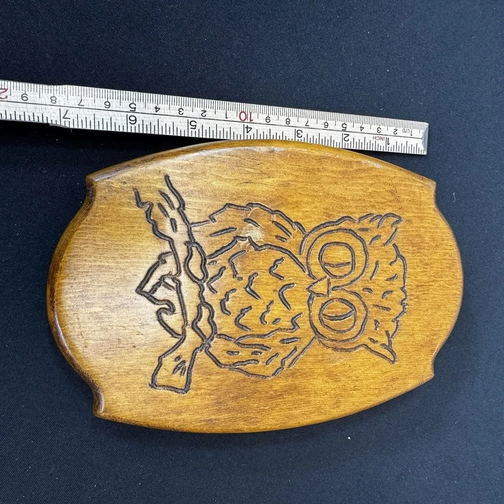 Vintage Wood  Carved Owl Plaque‎